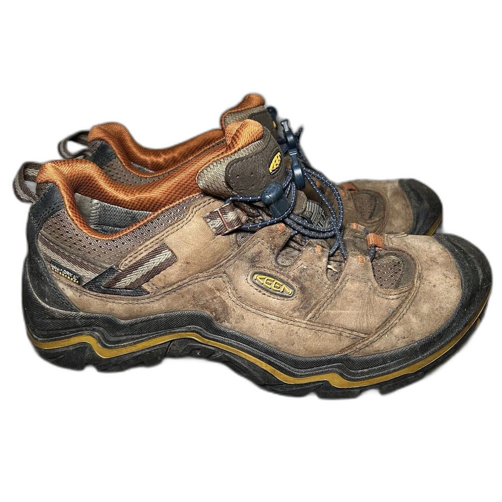 KEEN Durand WP Low Top Hiking Boots Size 9.5 Mens USA Built Brown/Orange